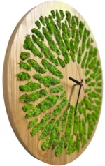 Round Wooden Wall Clock with Preserved Reindeer Moss - Image 6
