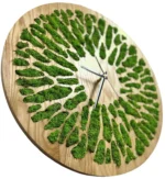 Round Wooden Wall Clock with Preserved Reindeer Moss - Image 4