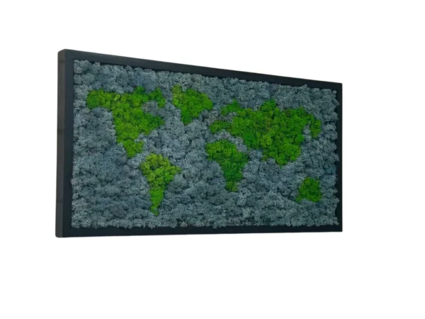 Framed World Map Made of Iceland Moss - Image 2
