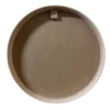 Round wall art frame with recessed interior backing and mounting block on black background