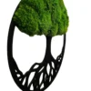 Side profile of circular Tree of Life moss wall art with three-dimensional green ball moss and black frame