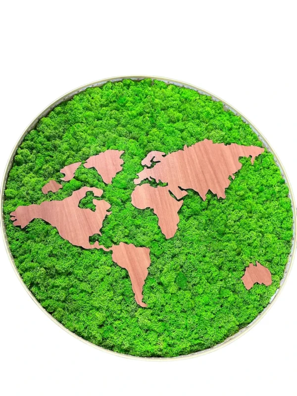 Round Moss World Map with Lighting - Image 4