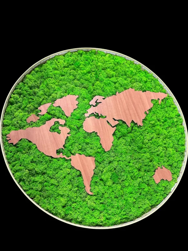 Round Moss World Map with Lighting - Image 5