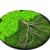 Round preserved moss wall art featuring a wooden branch tree design inside a circular frame