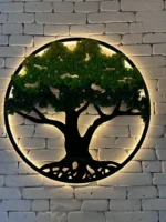 Moss Art – Moss Tree with Flowers and Lighting