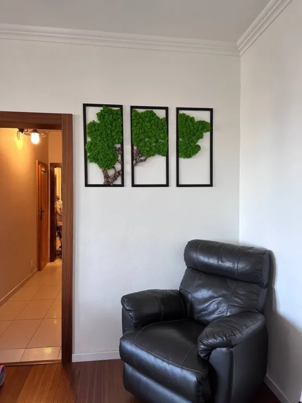 Moss Wall Art 3-Piece Set – Moss Tree with Preserved Reindeer Moss and Cork Wood - Image 3