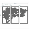 Dimension diagram for 3-piece tree wall art set indicating 1000 x 670 mm frame measurements.