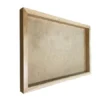 Angled perspective view of natural wood rectangular moss art frame showing depth