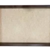 Front view of an empty dark brown wooden rectangular frame with an inner backing board.