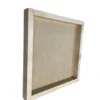 Angled side view of square natural wood frame showing depth and wood grain texture