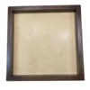 Front view of an empty dark brown square wooden frame for moss wall art.