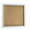 White square wooden frame with inner backing board for moss wall art, front view