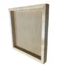 Square natural wood frame for moss wall art, angled side view showing frame depth