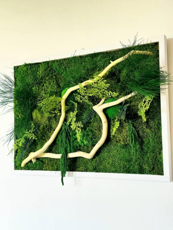 Moss Wall Art with Driftwood and Plants - Image 3