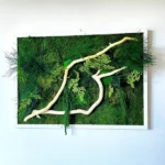 Moss Wall Art with Driftwood and Plants