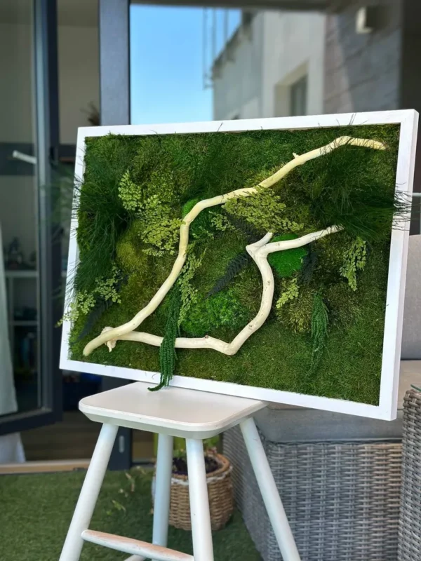 Moss Wall Art with Driftwood and Plants - Image 2