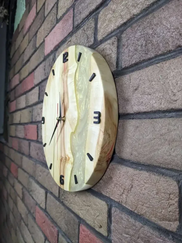 Epoxy Resin Maple Wall Clock with Mother-of-Pearl Epoxy - Image 3