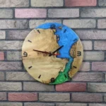 Elegant Blue Epoxy Oak Wood Clock - Image 5