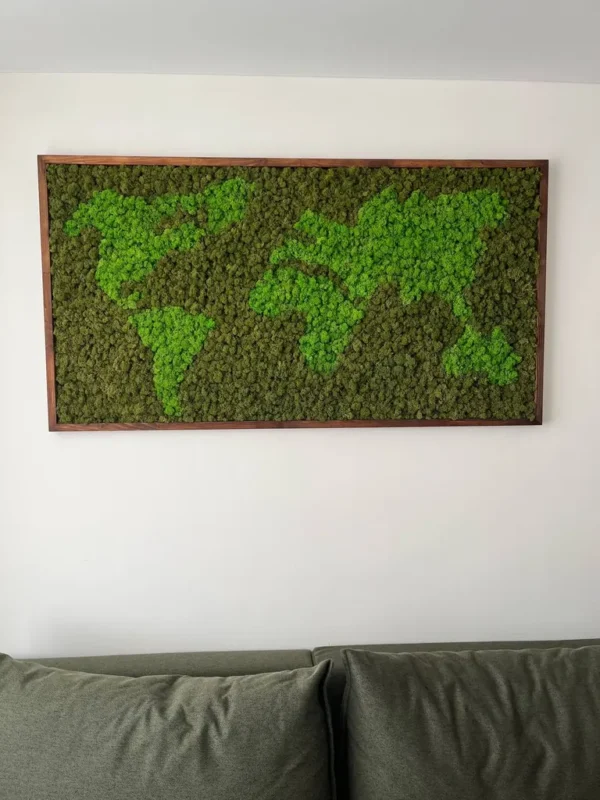 Framed World Map Made of Iceland Moss - Image 5