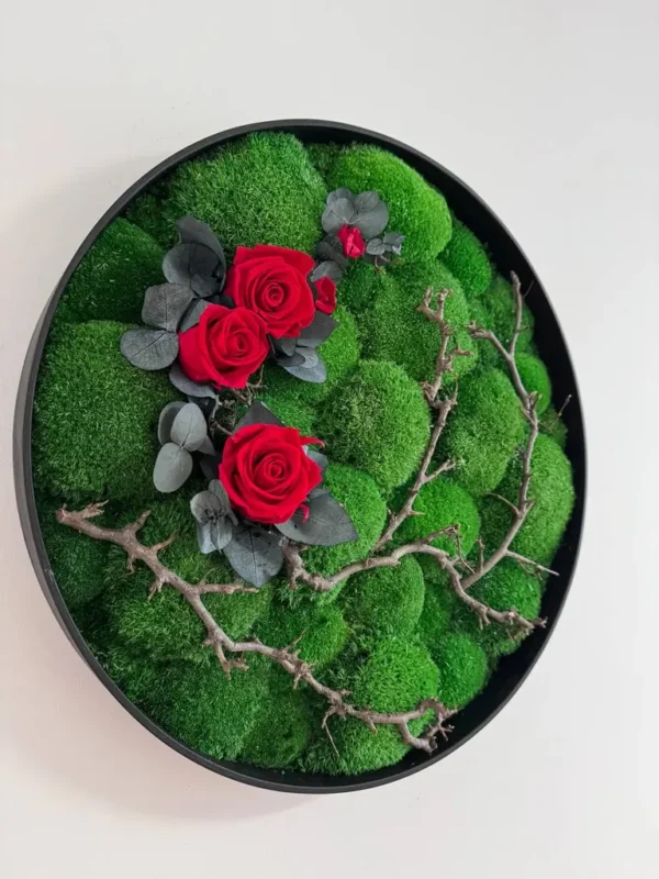 Moss Picture with Roses and Branches - Image 3