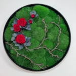Moss Picture with Roses and Branches