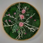 Floral Wall Art with Roses, Moss and Wood