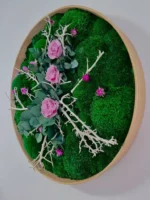Floral Wall Art with Roses, Moss and Wood - Image 4