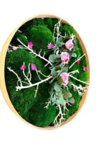 Floral Wall Art with Roses, Moss and Wood - Image 2
