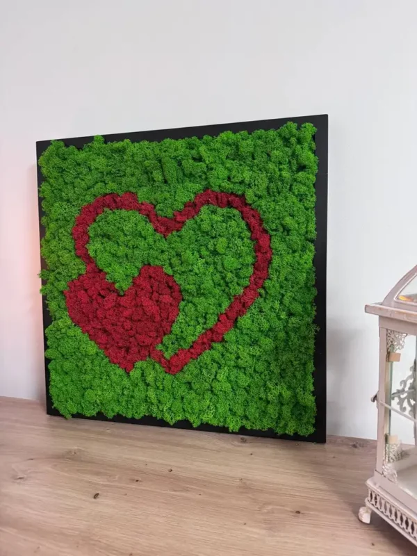 Moss Wall Art Heart – 2 Hearts Made of Iceland Moss - Image 4