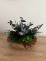 Decorative Wooden Bowl with Reindeer Moss & Plants - Image 5