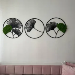 Moss Wall Art Ginkgo Leaf – 3-Piece Wall Decor Set