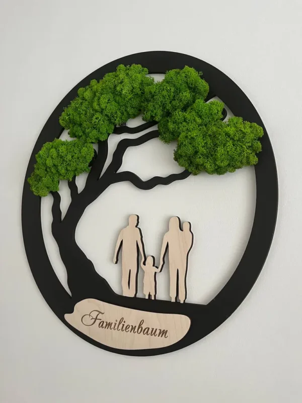 Wall Decor “Family” with Moss Tree and Personalized Engraving - Image 2