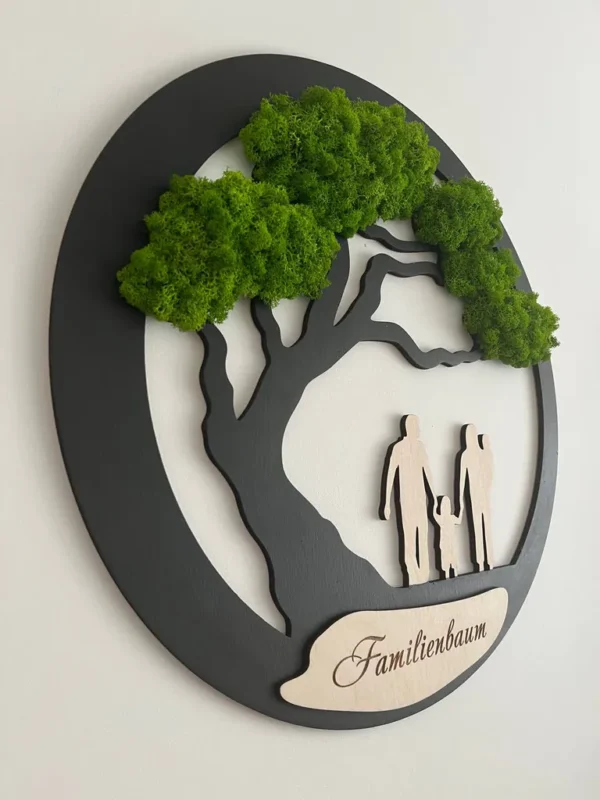 Wall Decor “Family” with Moss Tree and Personalized Engraving - Image 3