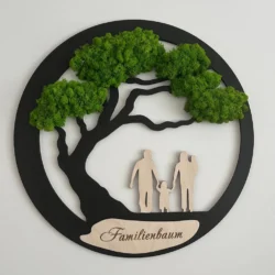 Wall Decor “Family” with Moss Tree and Personalized Engraving