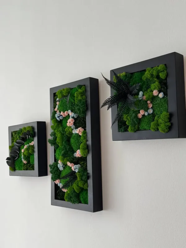 Wall Art Set: Floral Moss Trio with Frames - Image 2