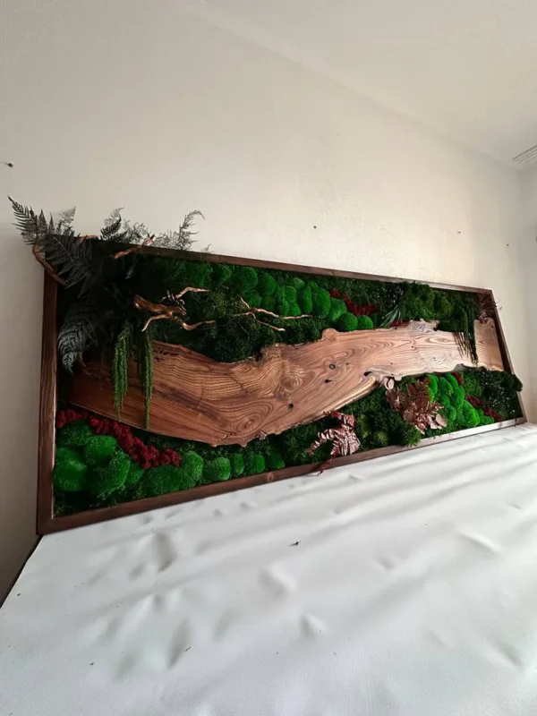 Moss Wall Art with Wood – Walnut Forest Landscape - Image 9