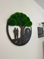 Moss Wall Clock Tree of Life with Couple - Image 3