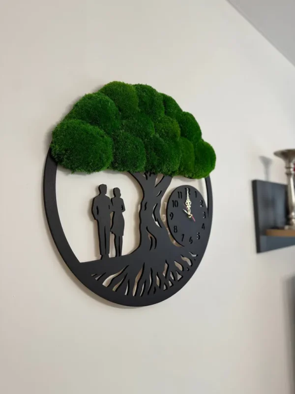 Moss Wall Clock Tree of Life with Couple - Image 3