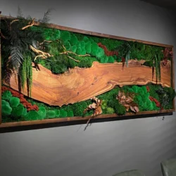 Moss Wall Art with Wood – Walnut Forest Landscape