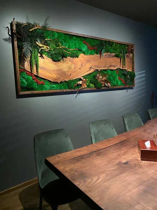 Moss Wall Art with Wood – Walnut Forest Landscape - Image 3