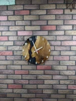 Designer Oak Wall Clock with Black Epoxy Resin & Mother of Pearl - Image 8