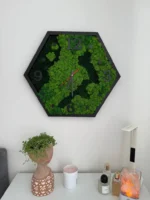 Hexagon Moss Wall Clock Natural Mix - Image 4