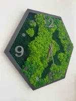 Hexagon Moss Wall Clock Natural Mix - Image 5