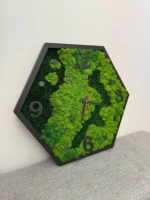 Hexagon Moss Wall Clock Natural Mix - Image 2