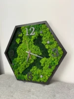 Hexagon Moss Wall Clock Natural Mix - Image 3