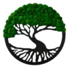 Round wall art featuring tree of life silhouette with preserved moss canopy