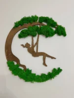 Moss Art Silhouette: Girl on a Swing – Moss Wall Art