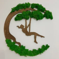 Moss Art Silhouette: Girl on a Swing – Moss Wall Art