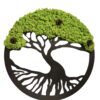 Round Tree of Life wooden wall art featuring preserved moss canopy and pine cones