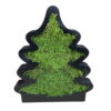 Christmas tree shaped black wooden frame filled with textured green flat moss